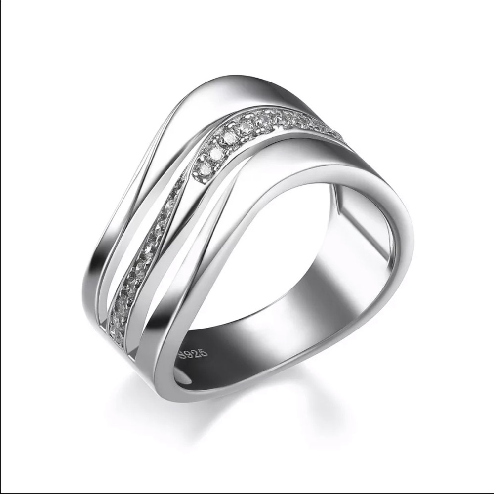 New Women’s 925 Silver Three Layers Diamond Ring - Picture 4 of 6